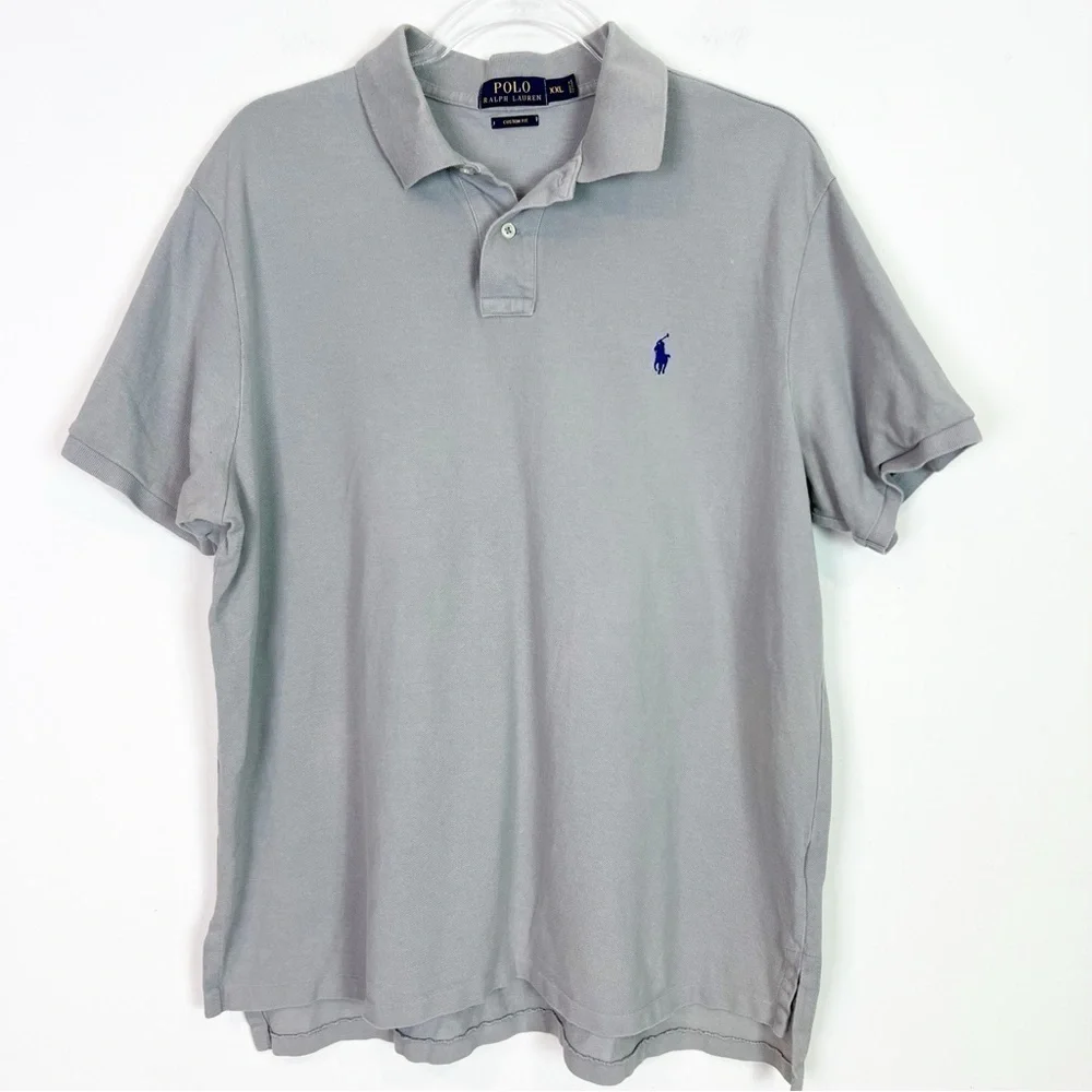 POLO RALPH LAUREN GRAY CUSTOM FIT SHORT SLEEVE POLO SHIRT MENS SZ XXL